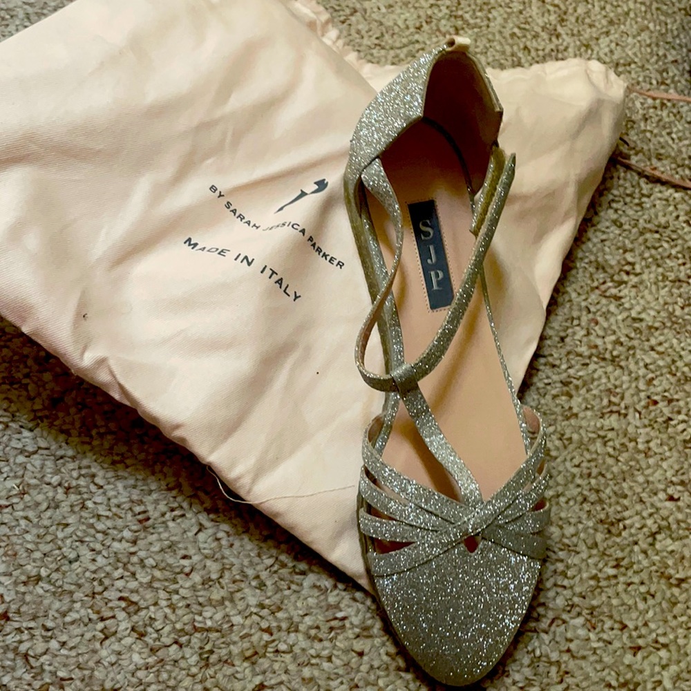 Brand new, never worn SJP Silver flats